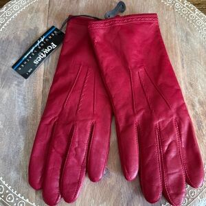 NWT Vintage 1980s Fownes Red Leather Chic Winter Dress Gloves Lined Size 7‎
